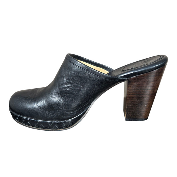 Frye Jessica Clog Womens 9.5 Black Leather Platform Braid Wood Heel Western - Picture 4 of 12